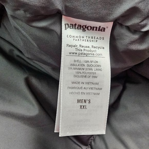 Patagonia Bivy Down Jacket 2Tone Blue Full Zip Snap Buttons Men's Size XXL 2XL - Picture 7 of 10